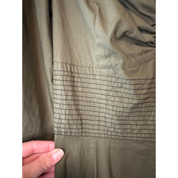 Lug Von Siga Army Green Serena Ruffle Cotton Poplin Midi Dress Size 6 - Picture 11 of 12